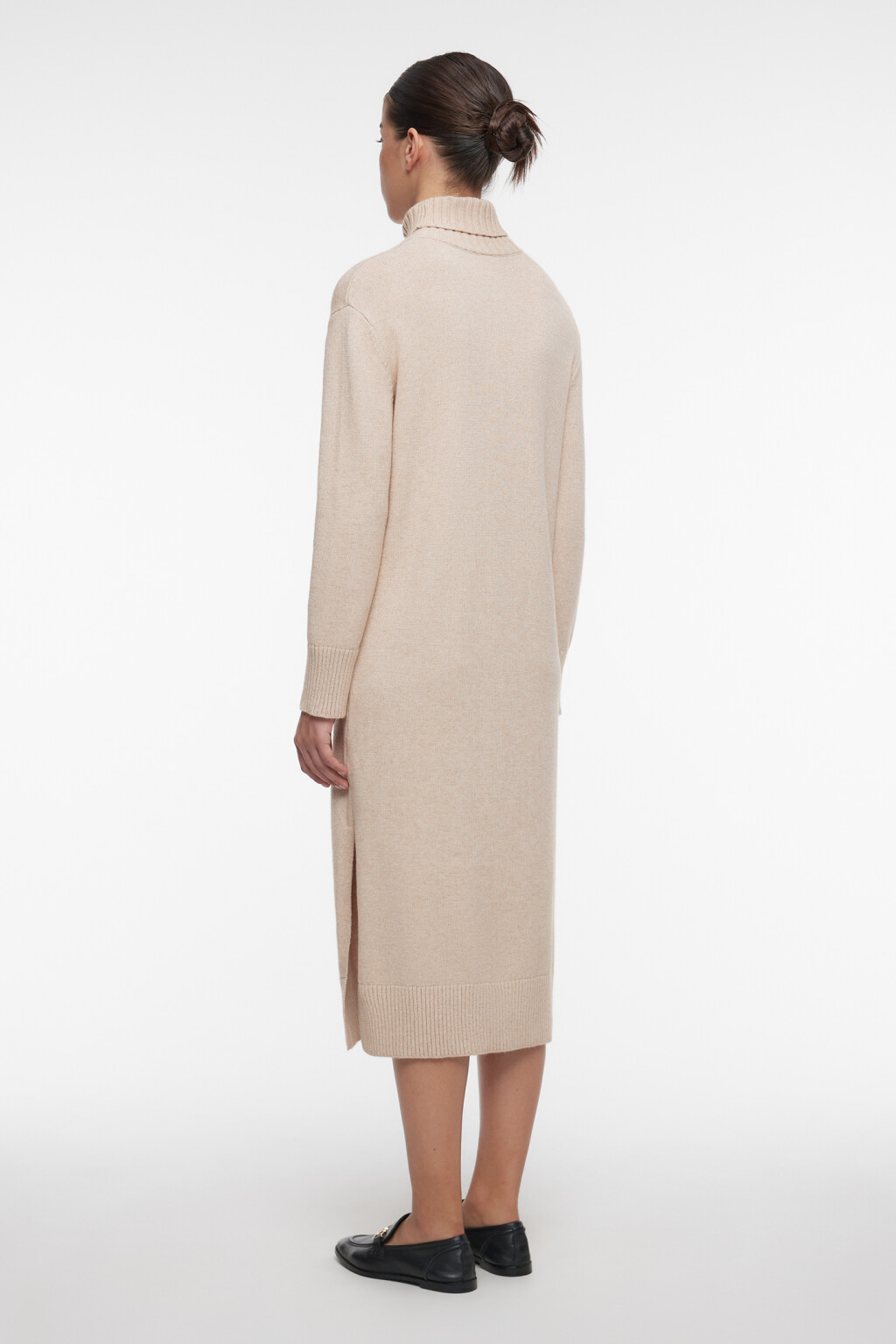 Платье-свитер KnitMidiDress вязаное с разрезом - цвет бежевый - 3