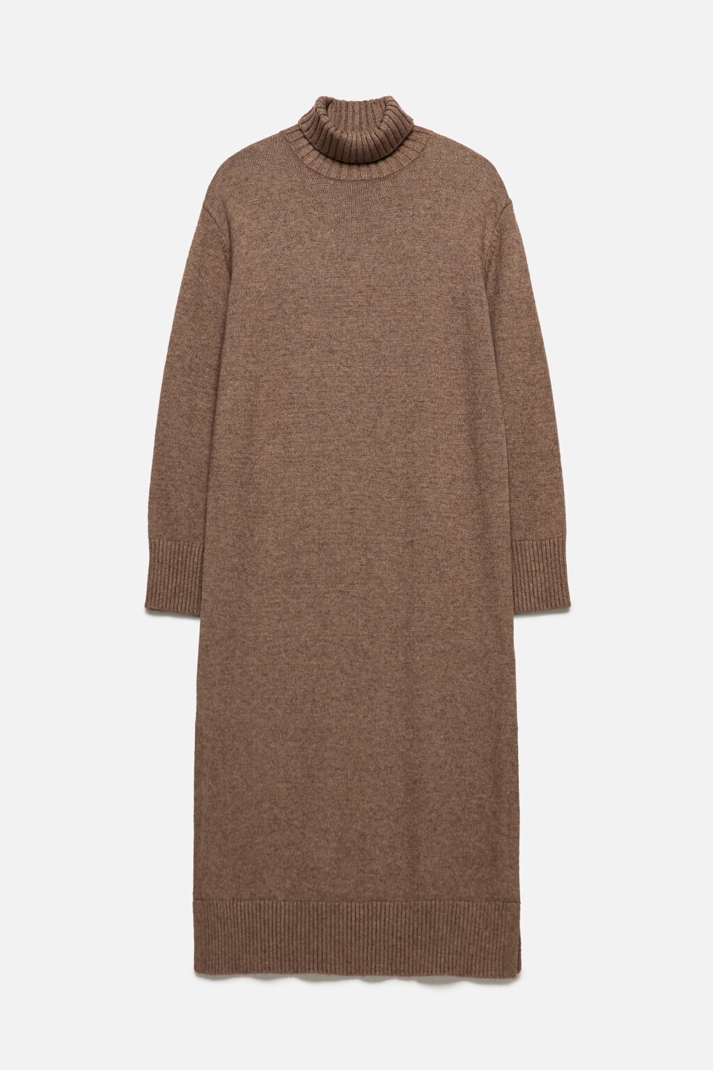 Платье-свитер KnitMidiDress вязаное с разрезом - цвет бежевый - 8