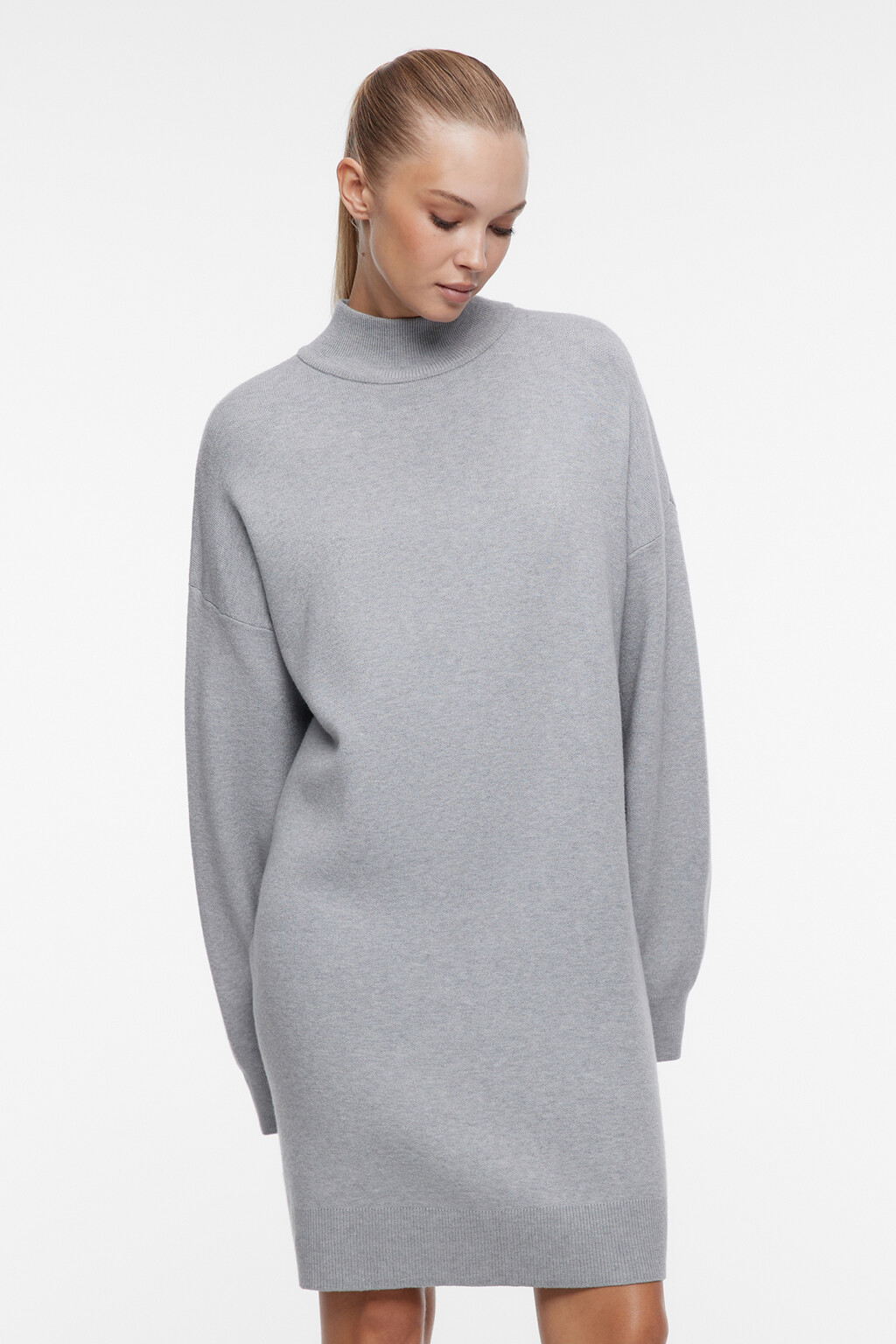 Платье-свитер KnitMiniDress вискозное - цвет серый - 1