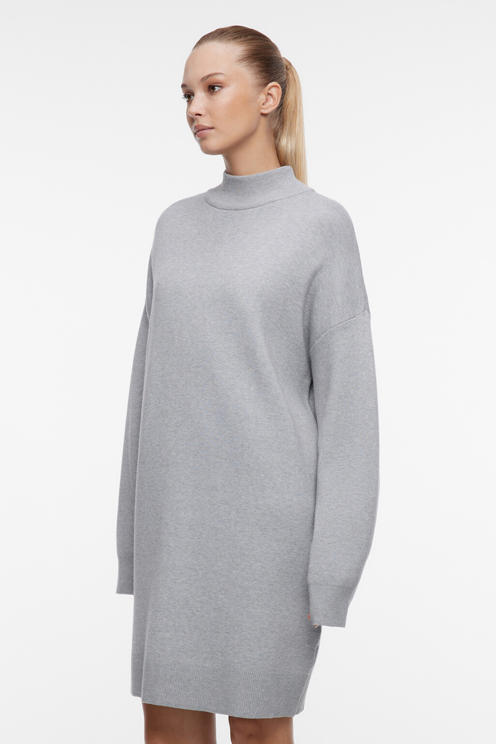 Платье-свитер KnitMiniDress вискозное - цвет серый - 2