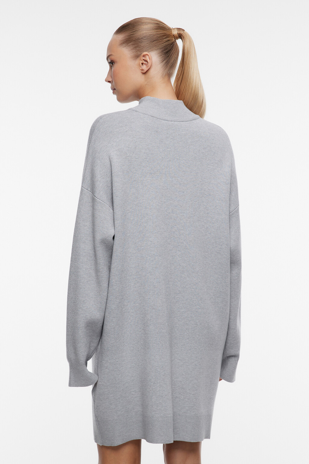 Платье-свитер KnitMiniDress вискозное - цвет серый - 3