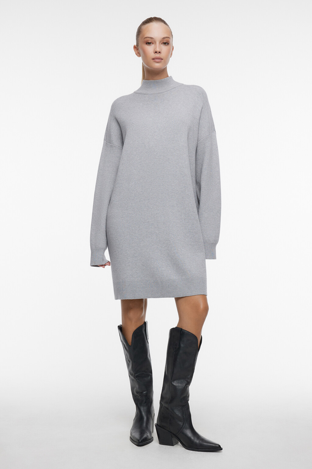 Платье-свитер KnitMiniDress вискозное - цвет серый - 4