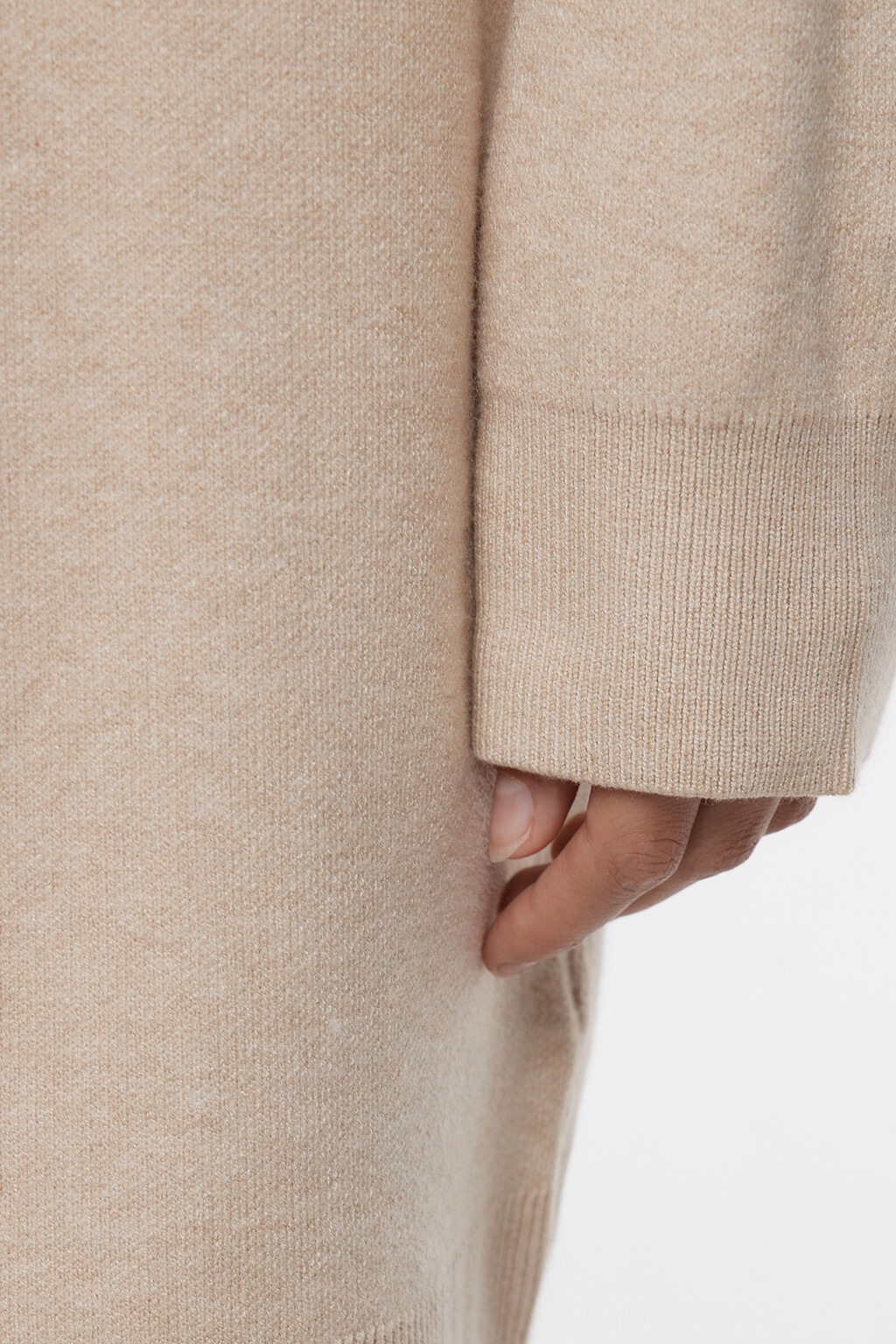 Платье-свитер KnitMiniDress вискозное - цвет бежевый - 5