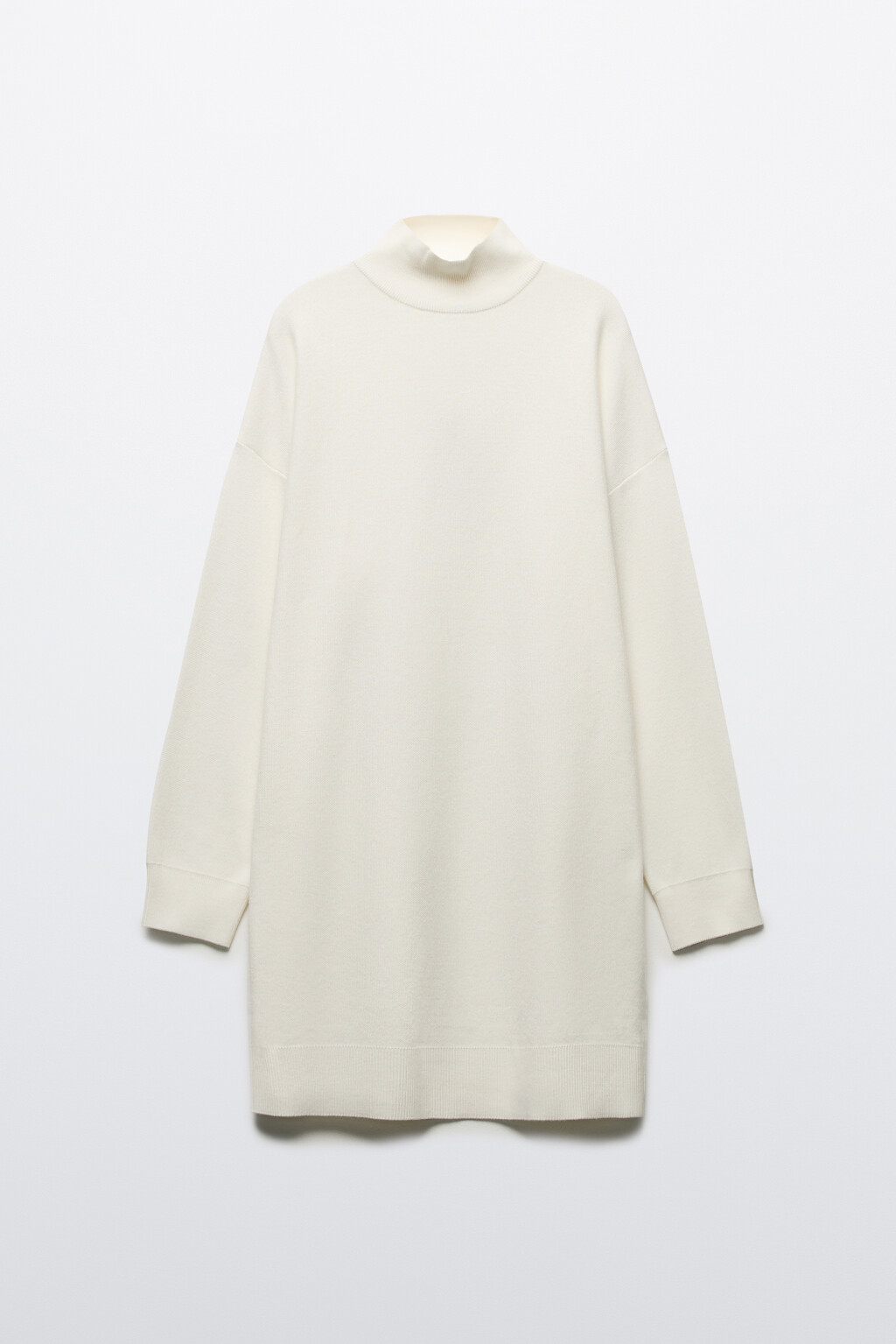 Платье-свитер мини вискозное с воротником - цвет молочный - 8