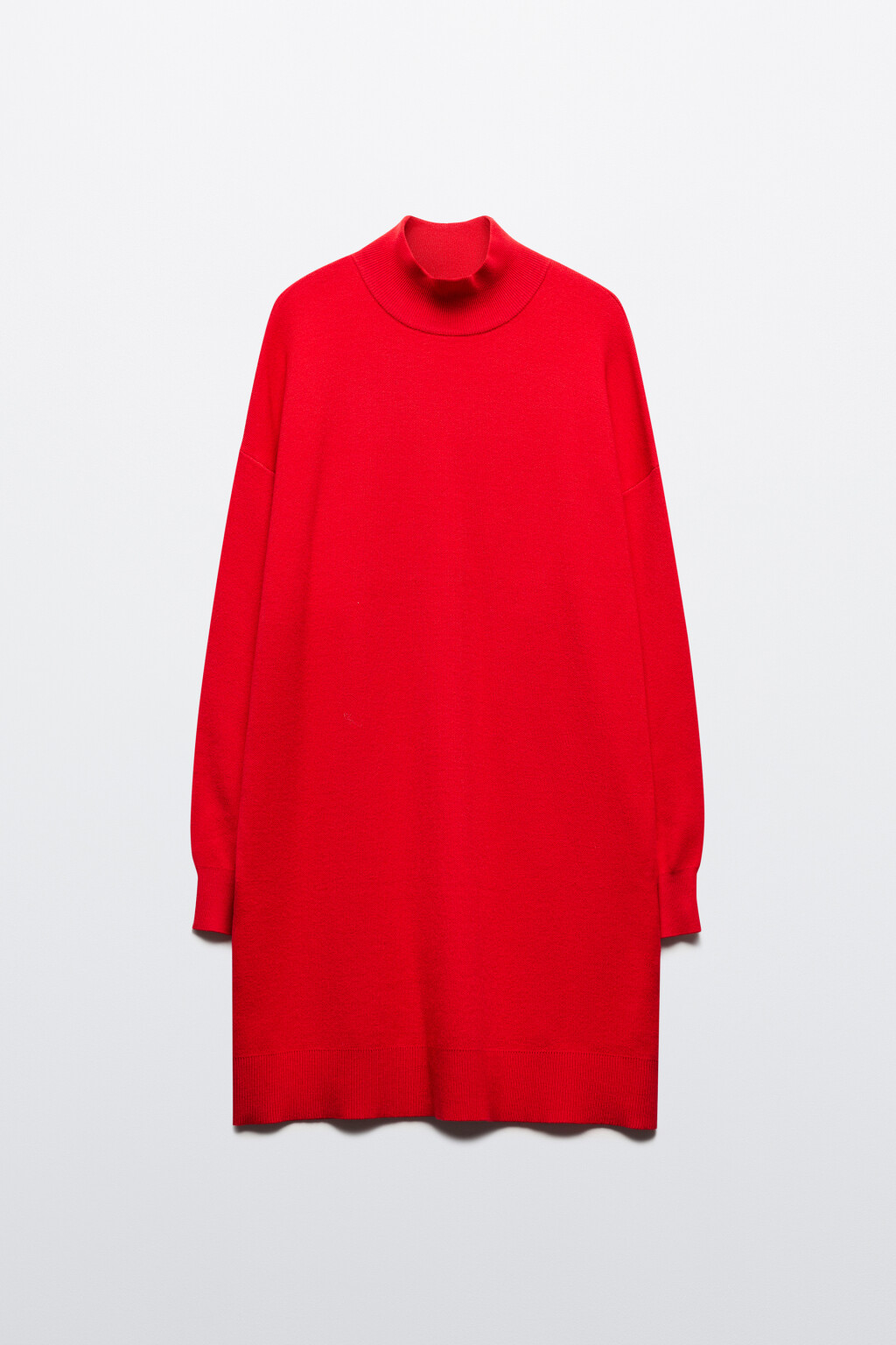 Платье-свитер мини вискозное с воротником - цвет красный - 8