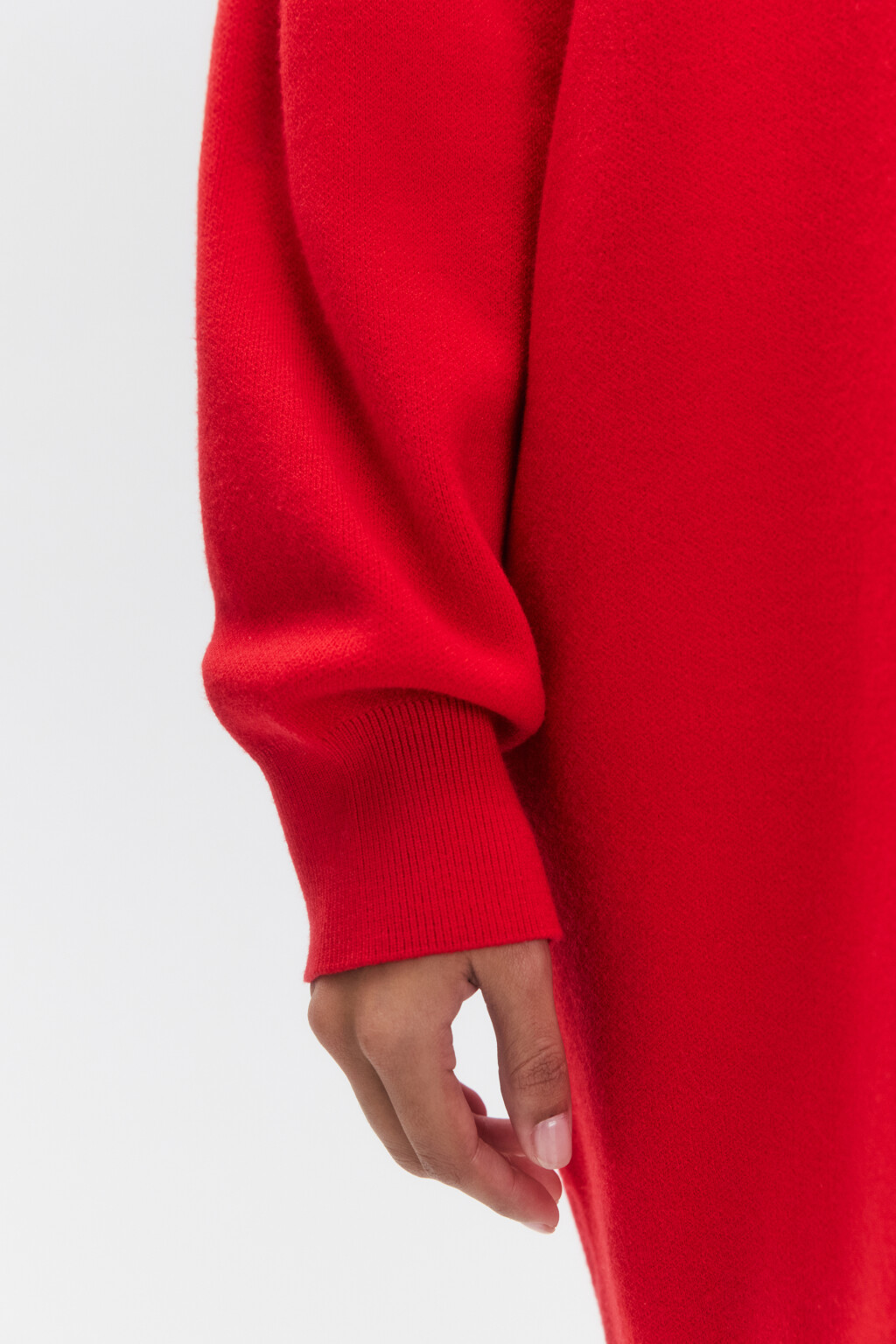Платье-свитер мини вискозное с воротником - цвет красный - 7