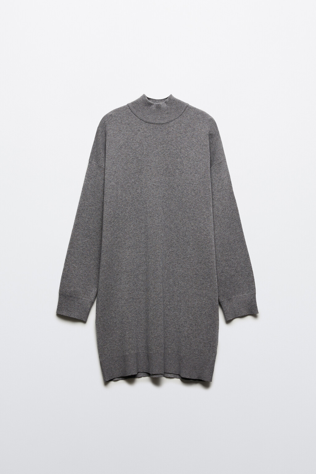 Платье мини вязаное с воротником-стойкой - цвет серый - 7