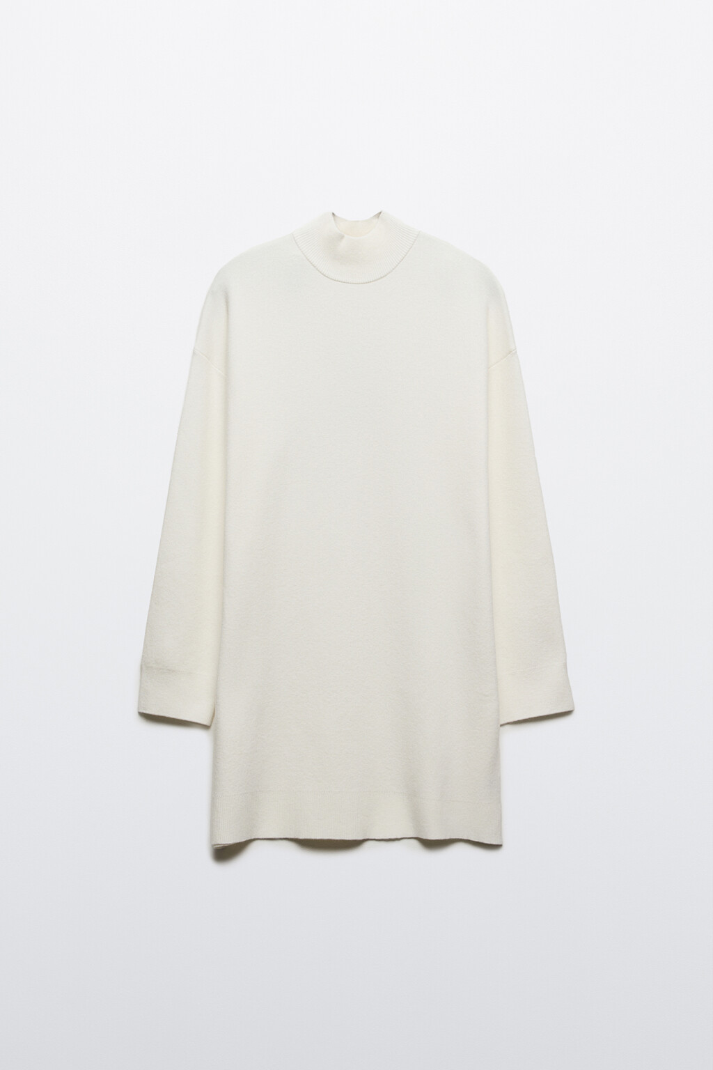 Платье мини вязаное с воротником-стойкой - цвет молочный - 7