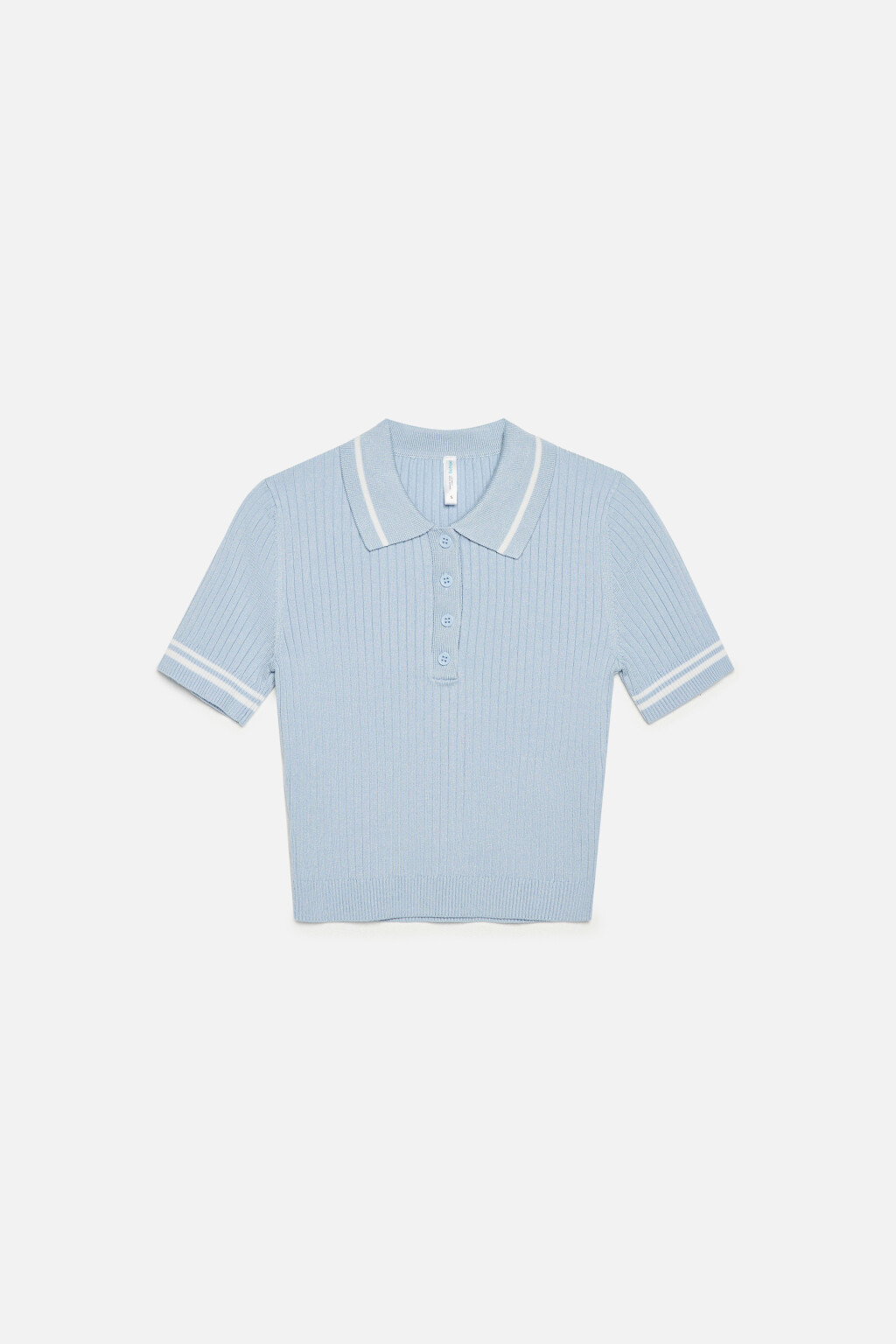 Футболка-поло вискозная в рубчик - цвет голубой - 8