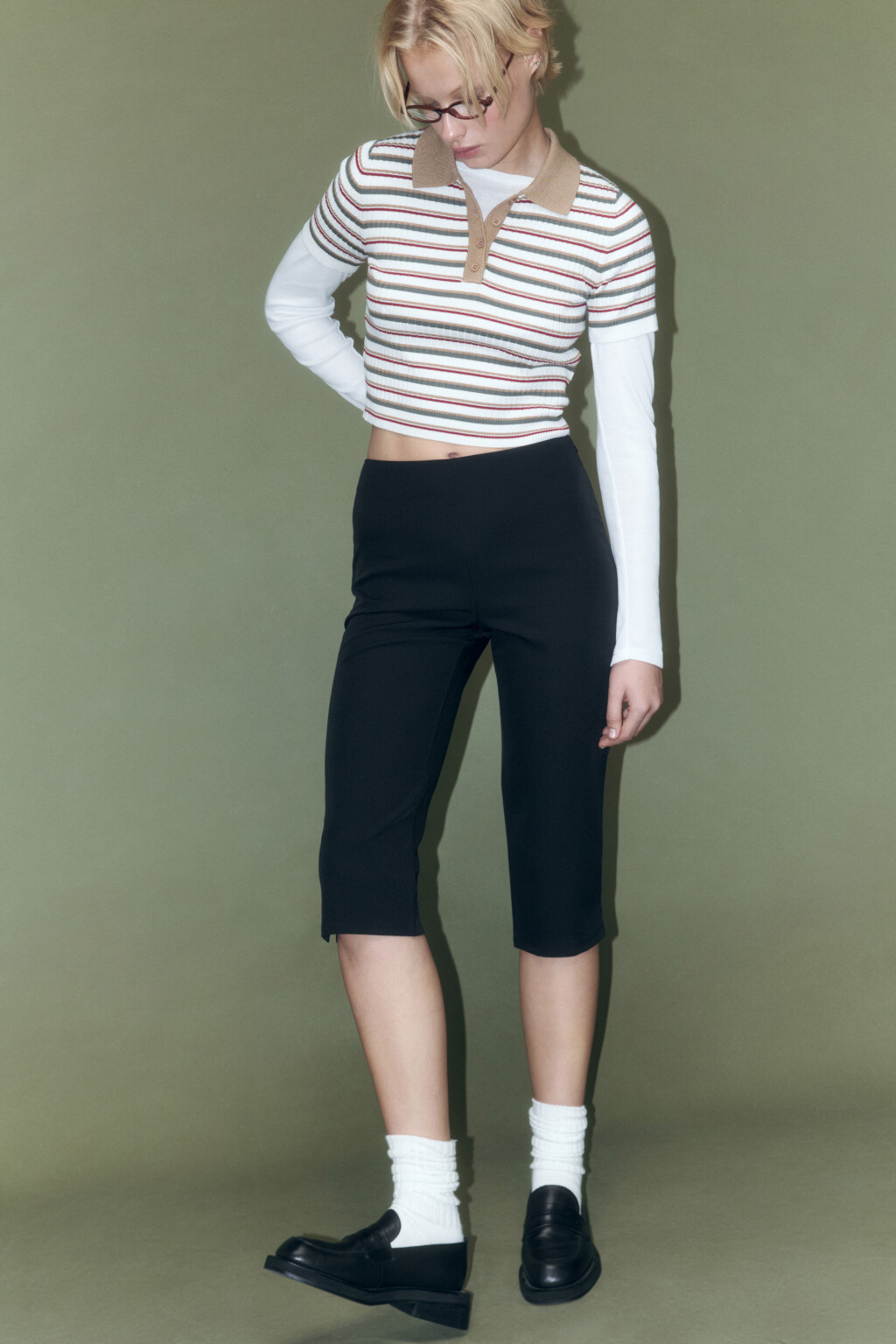 Футболка-поло вискозная в рубчик - цвет мультиколор - 8