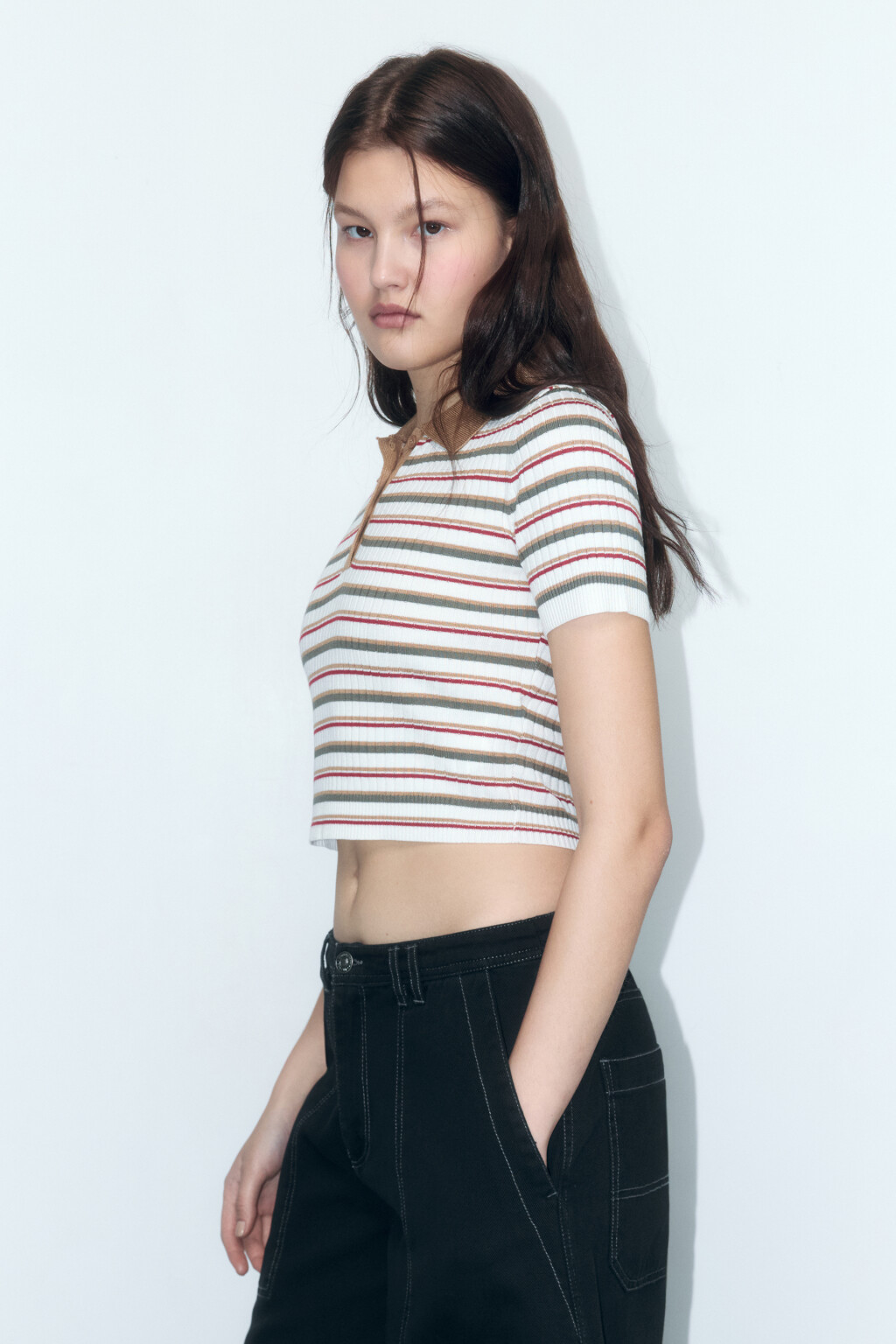 Футболка-поло вискозная в рубчик - цвет мультиколор - 3