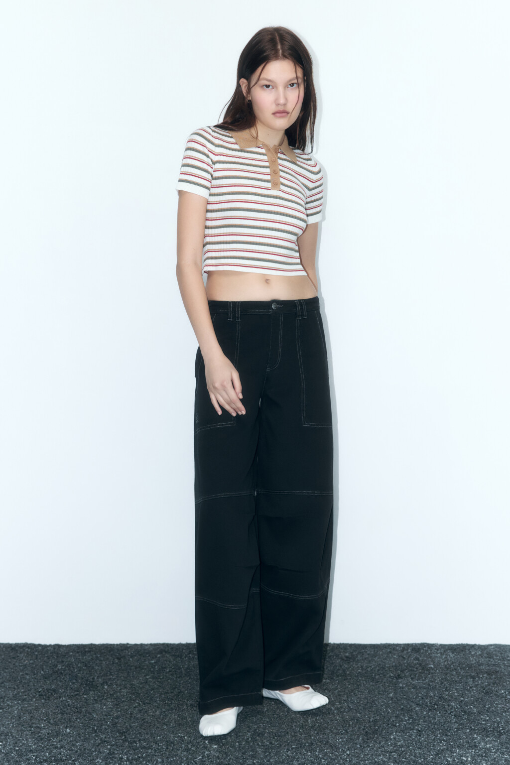 Футболка-поло вискозная в рубчик - цвет мультиколор - 5