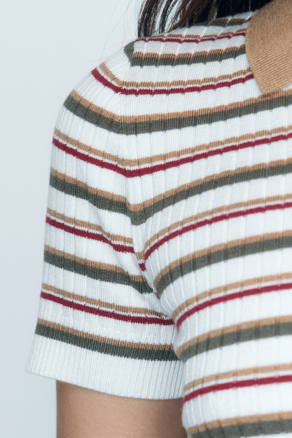 Футболка-поло вискозная в рубчик - цвет мультиколор - 7