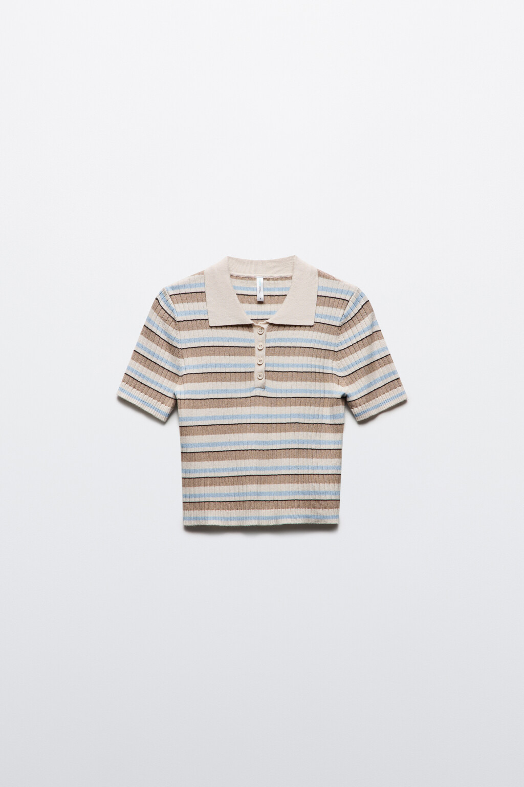 Футболка-поло вискозная в рубчик - цвет мультиколор - 7