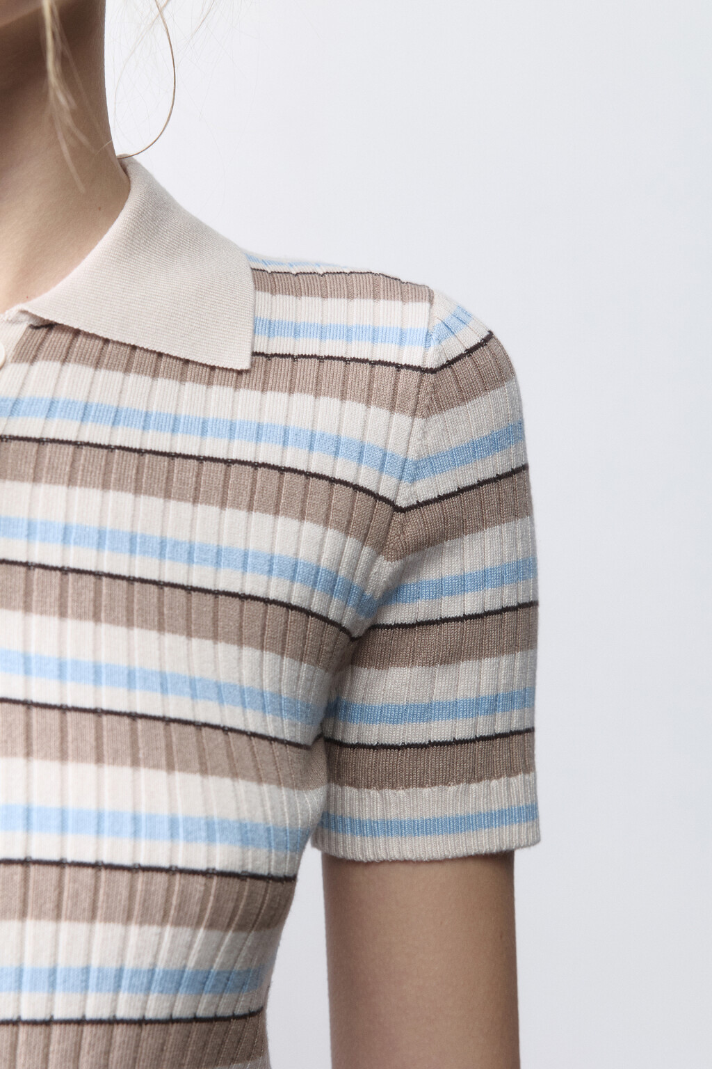 Футболка-поло вискозная в рубчик - цвет мультиколор - 6