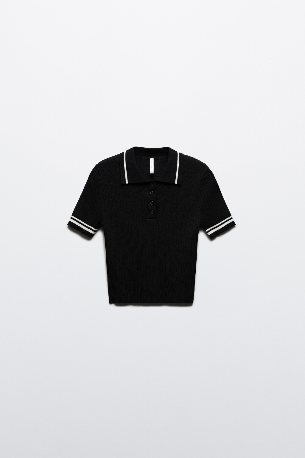 Джемпер-поло вязаный с полосками - цвет черный - 7