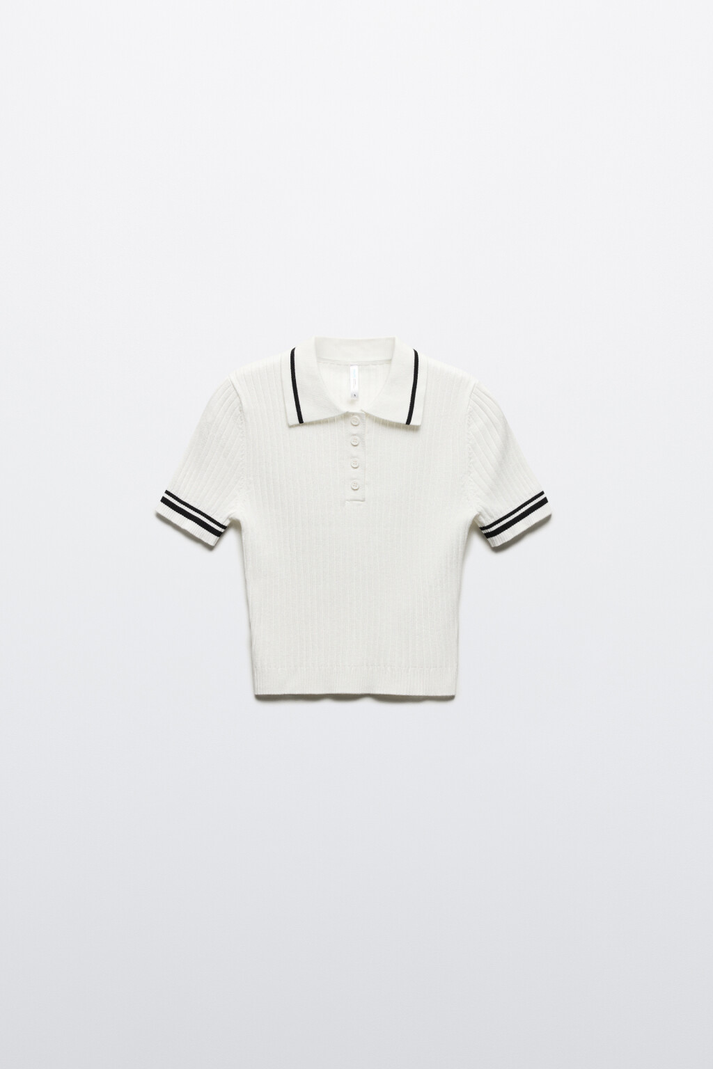 Джемпер-поло вязаный с полосками - цвет молочный - 7