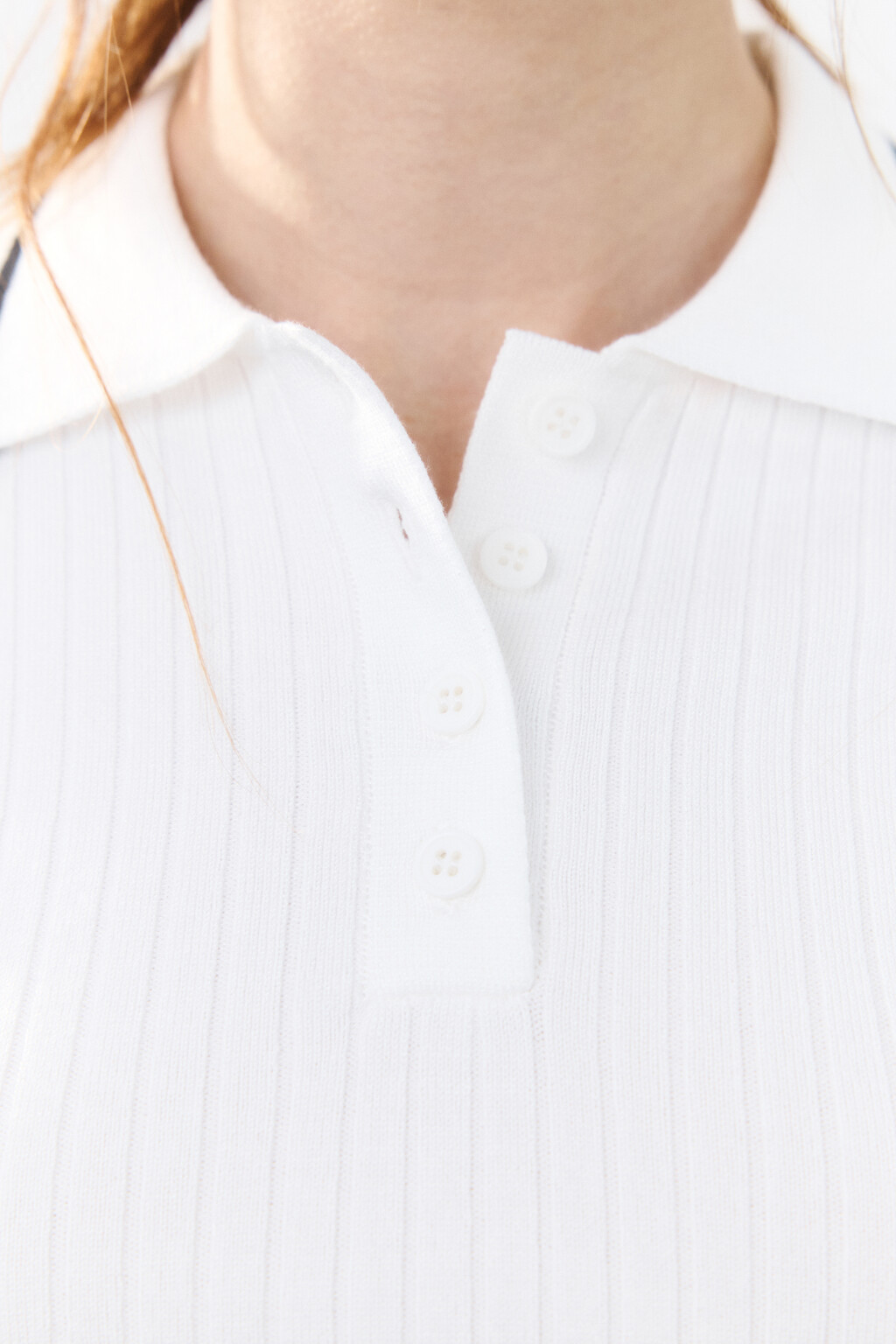 Джемпер-поло вязаный с полосками - цвет молочный - 5