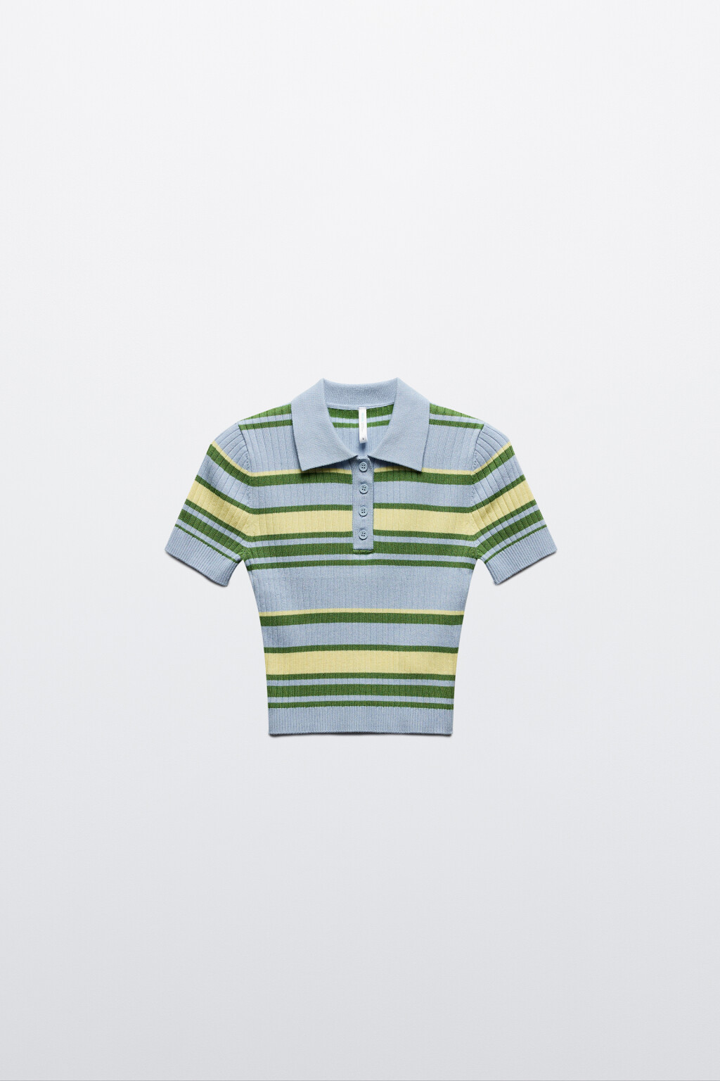 Джемпер-поло вязаный в полоску - цвет голубой - 7