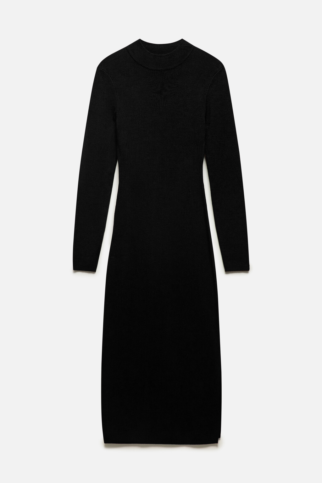 Платье миди вязаное облегающее с разрезом - цвет черный - 9