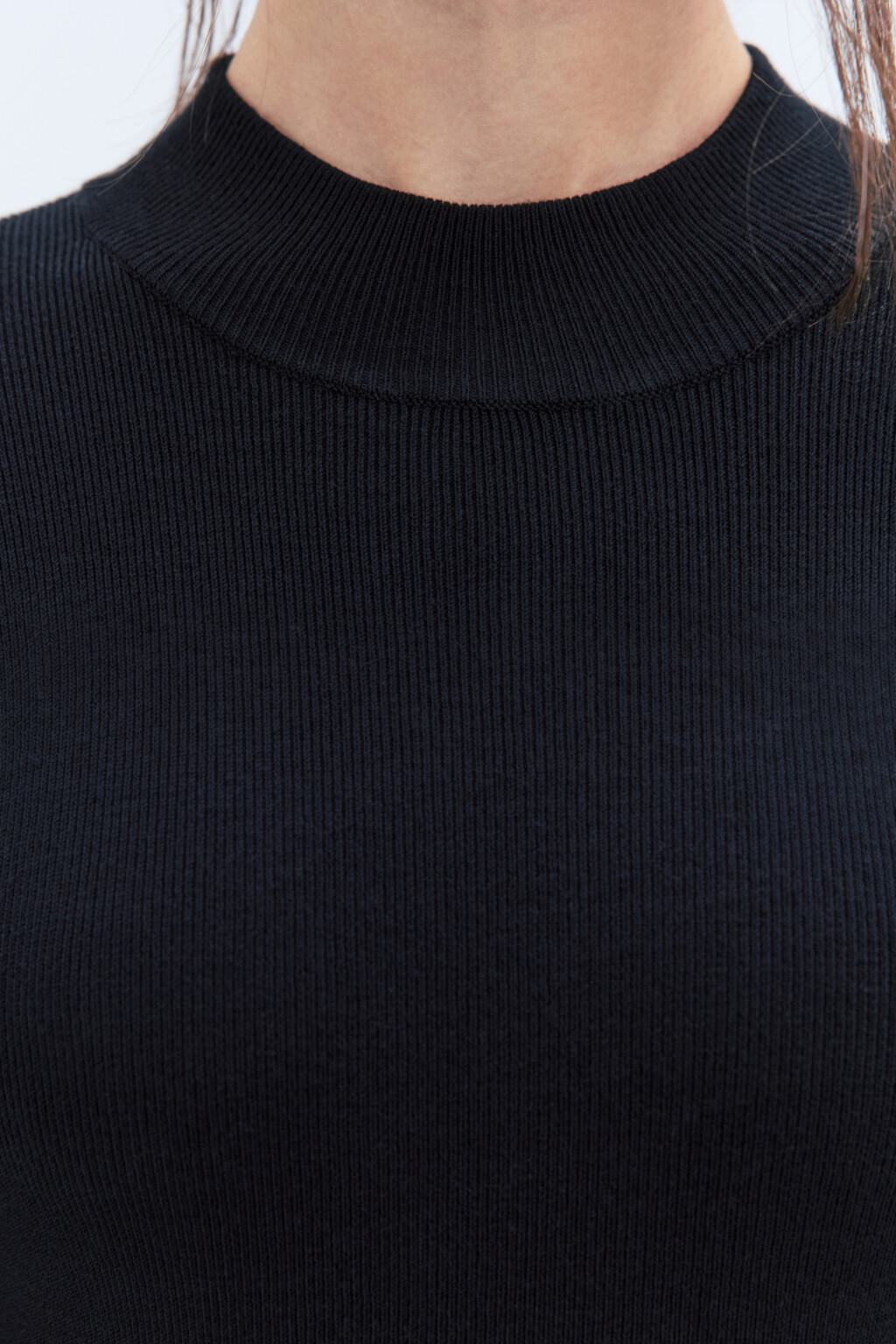 Платье миди вязаное облегающее с разрезом - цвет черный - 8