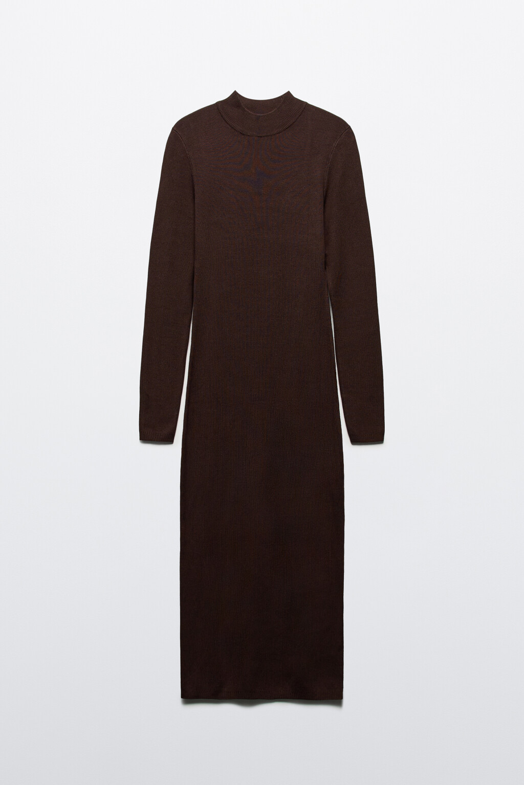 Платье-водолазка миди вискозное в рубчик - цвет коричневый - 8