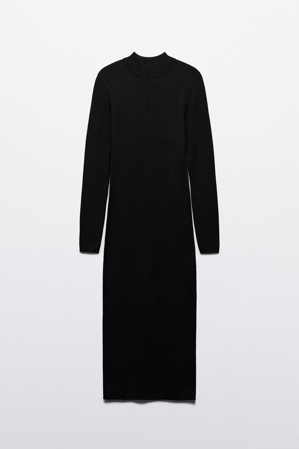 Платье-водолазка миди вискозное в рубчик - цвет черный - 10