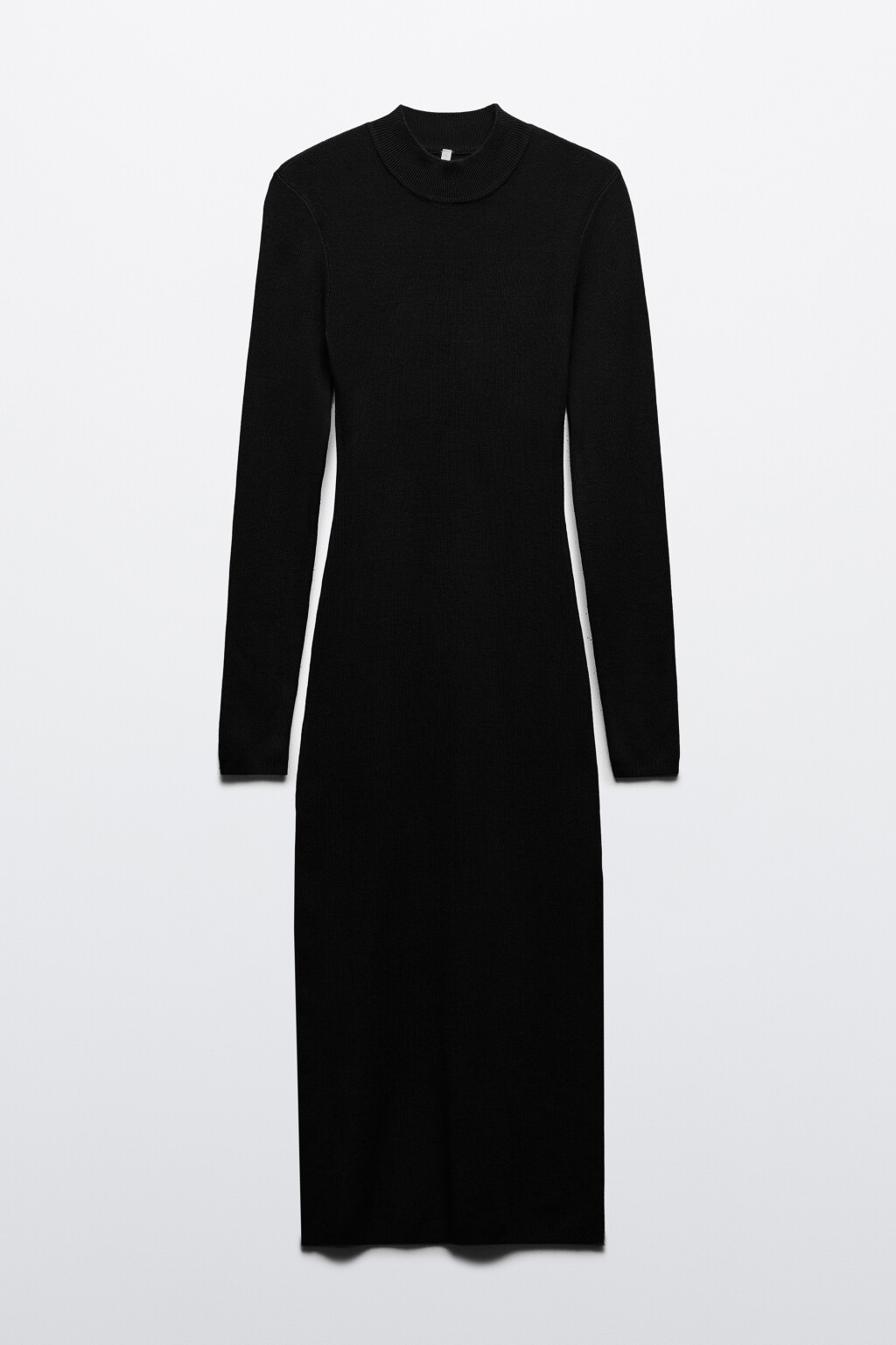 Платье-водолазка миди в рубчик - цвет черный - 7