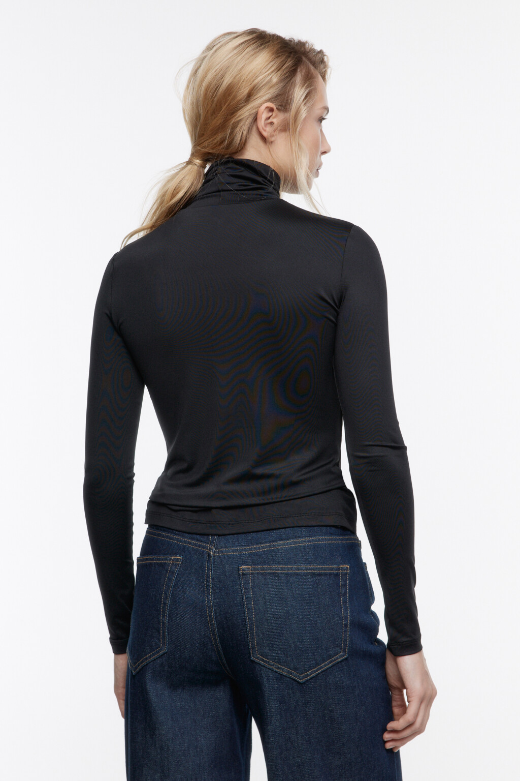 Водолазка LILY гладкая с воротником-гольфом - цвет черный - 5