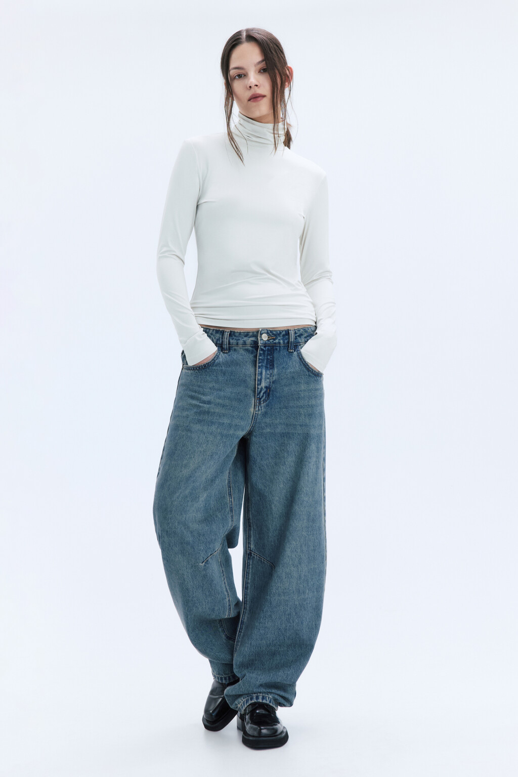 Водолазка LILY гладкая с воротником-гольфом - цвет бежевый - 5