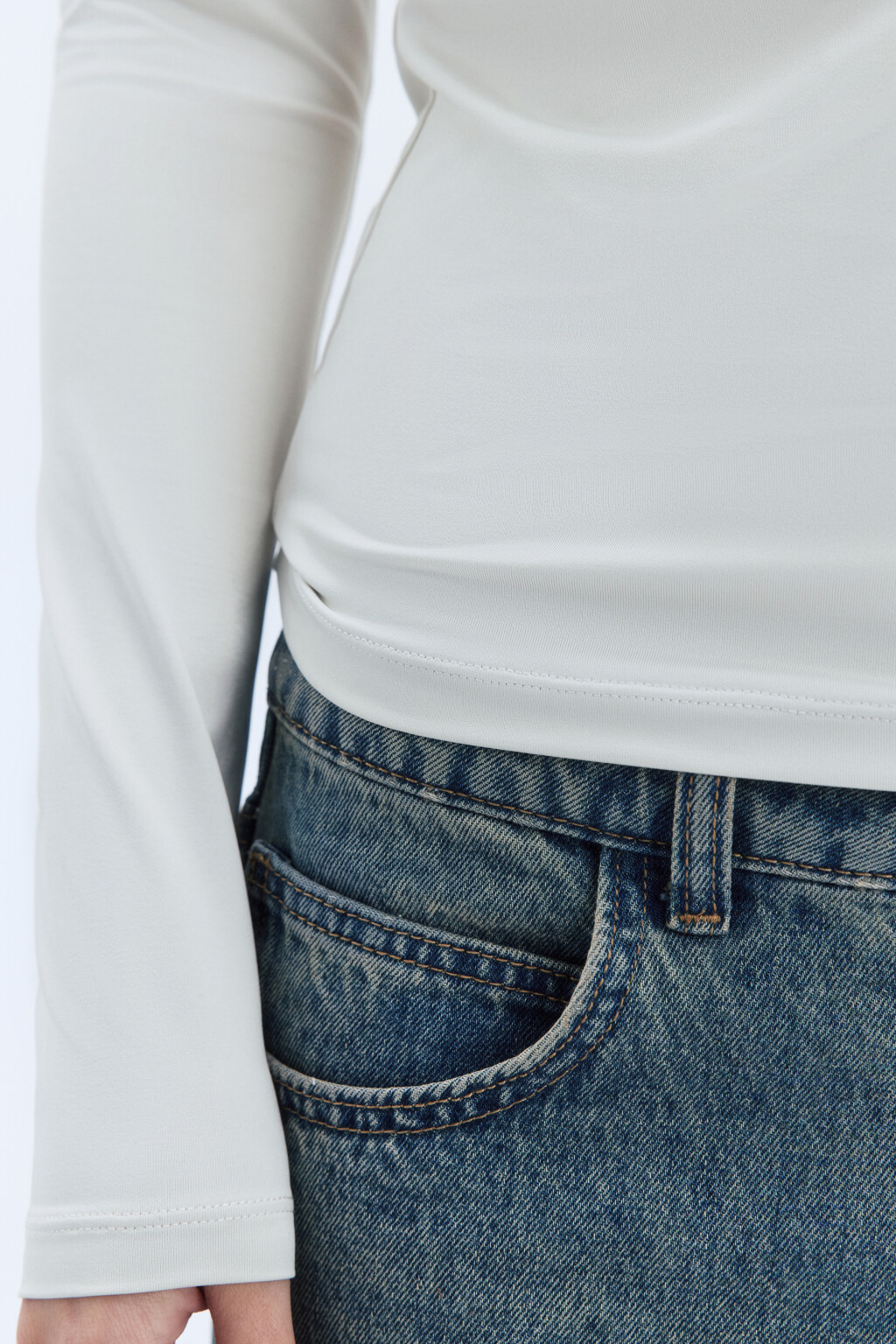 Водолазка LILY гладкая с воротником-гольфом - цвет бежевый - 7