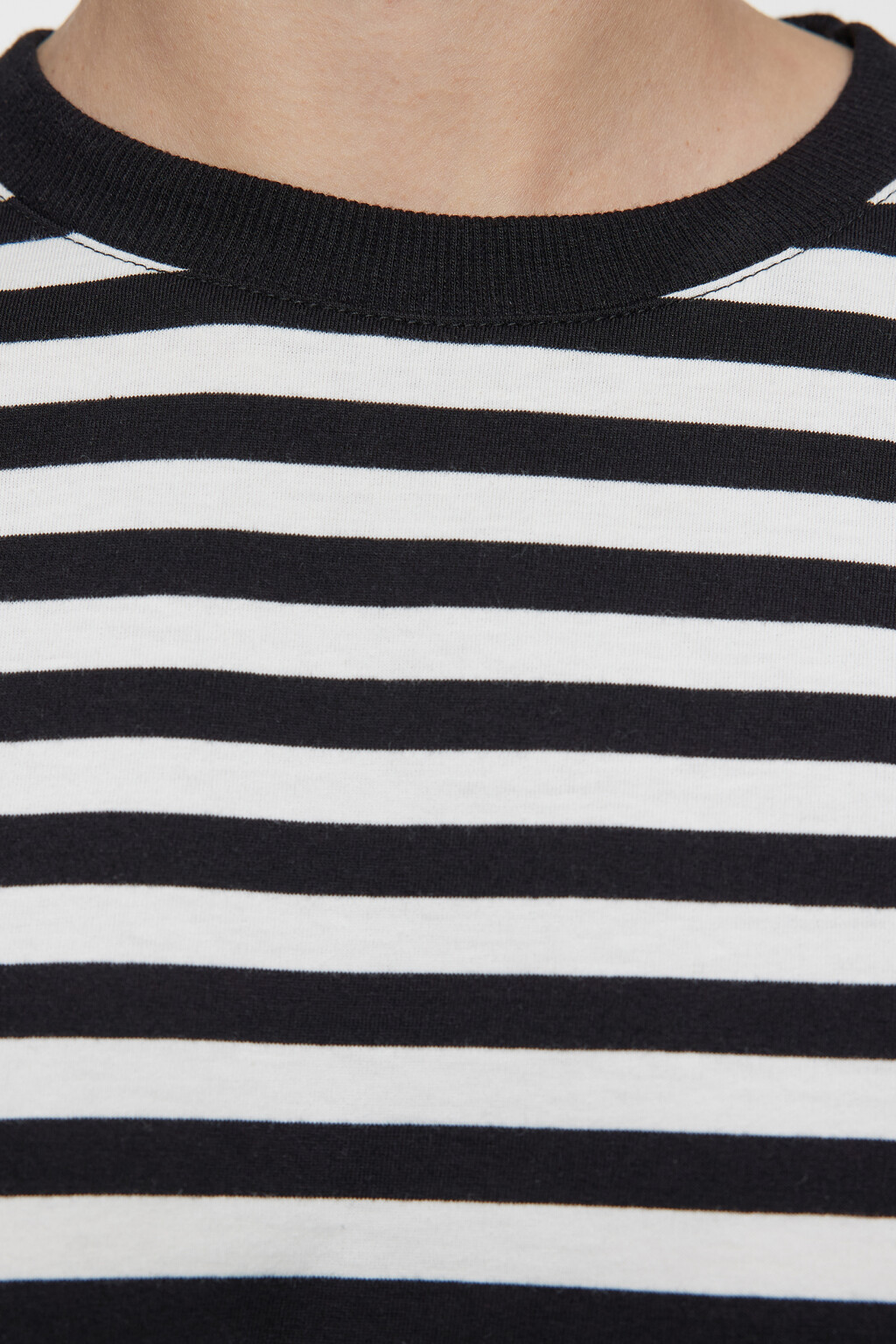 Лонгслив хлопковый прямого кроя в полоску - цвет черный - 5