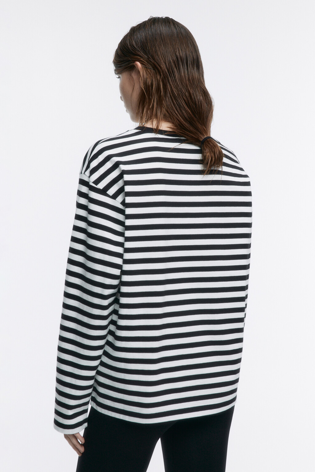 Лонгслив трикотажный в полоску - цвет черный - 4