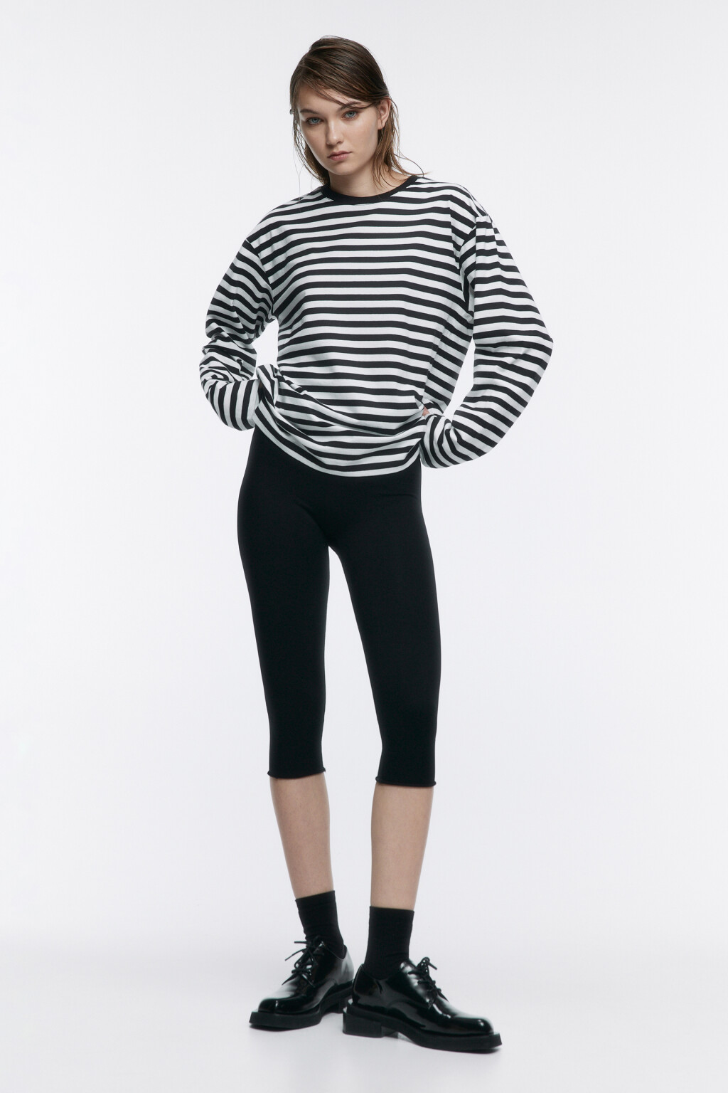 Лонгслив трикотажный в полоску - цвет черный - 5