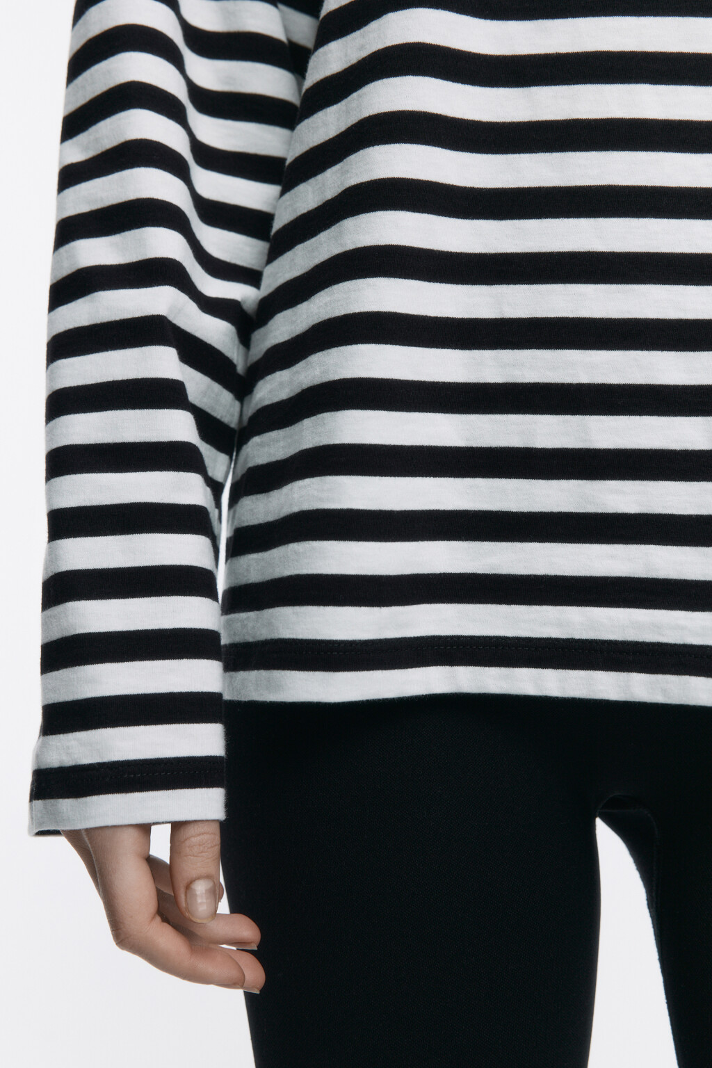 Лонгслив трикотажный в полоску - цвет черный - 7