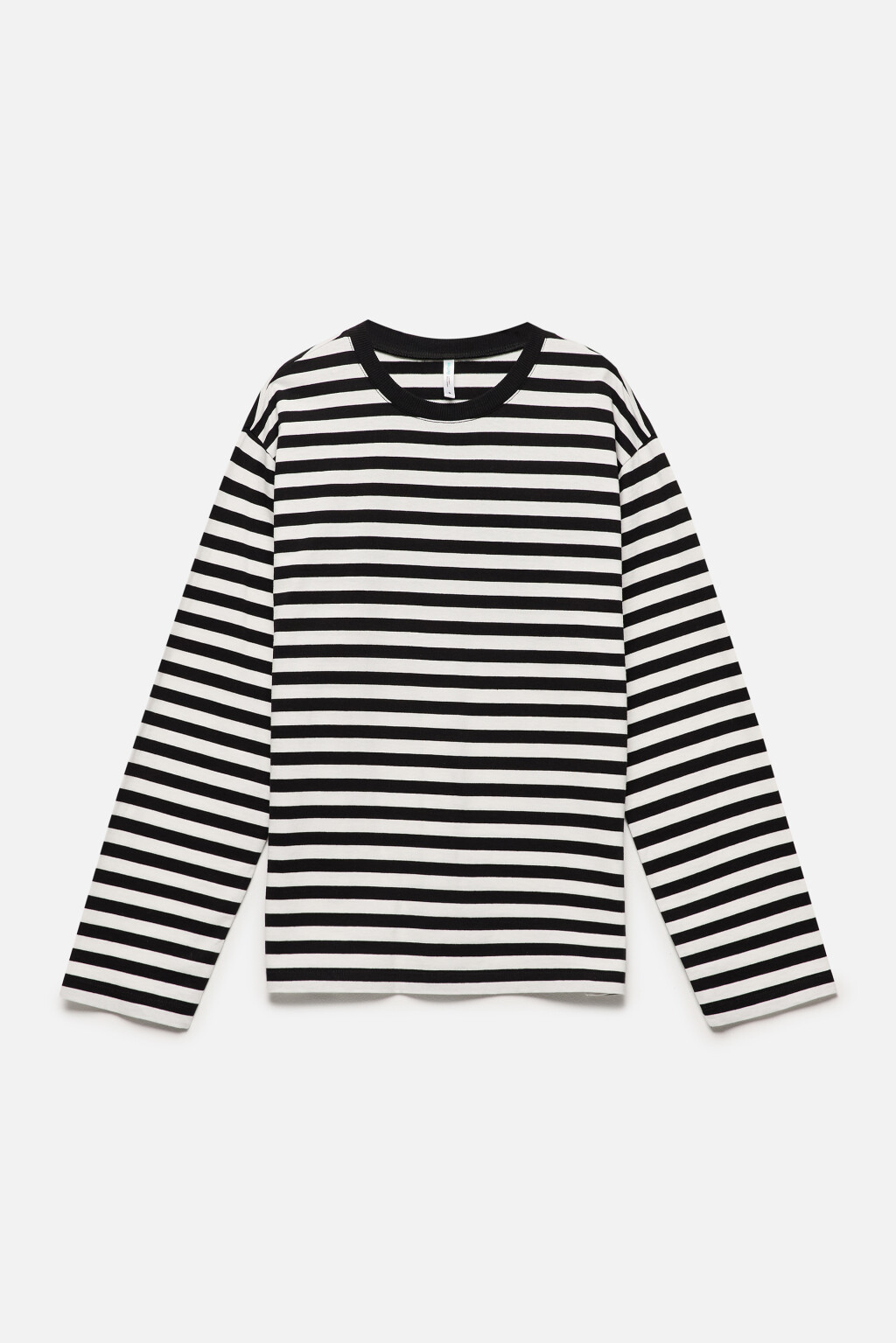 Лонгслив свободный хлопковый в полоску - цвет черный - 8