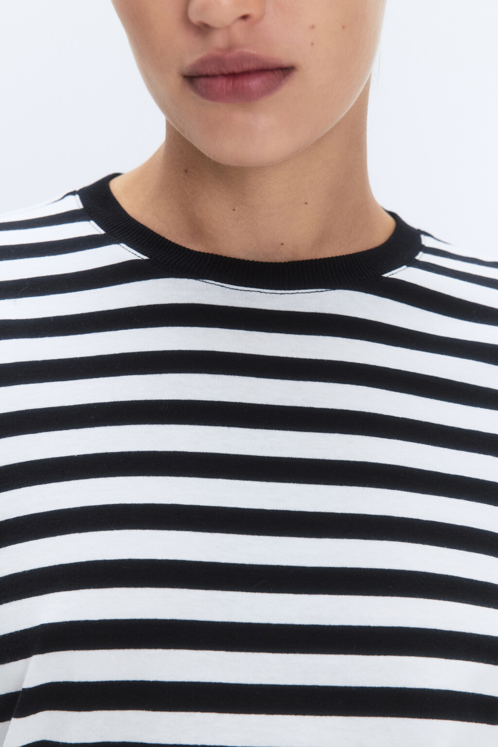 Лонгслив свободный хлопковый в полоску - цвет черный - 6