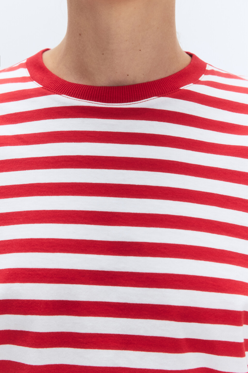 Лонгслив свободный хлопковый в полоску - цвет красный - 6