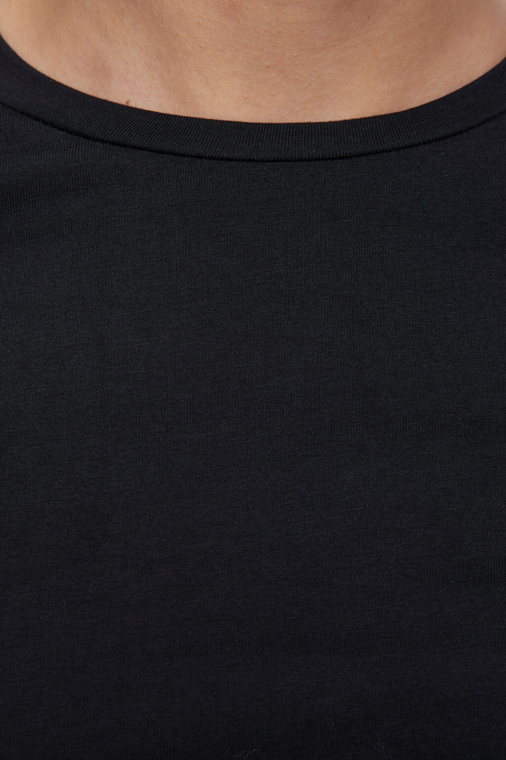 Лонгслив хлопковый укороченный с круглым вырезом - цвет черный - 5
