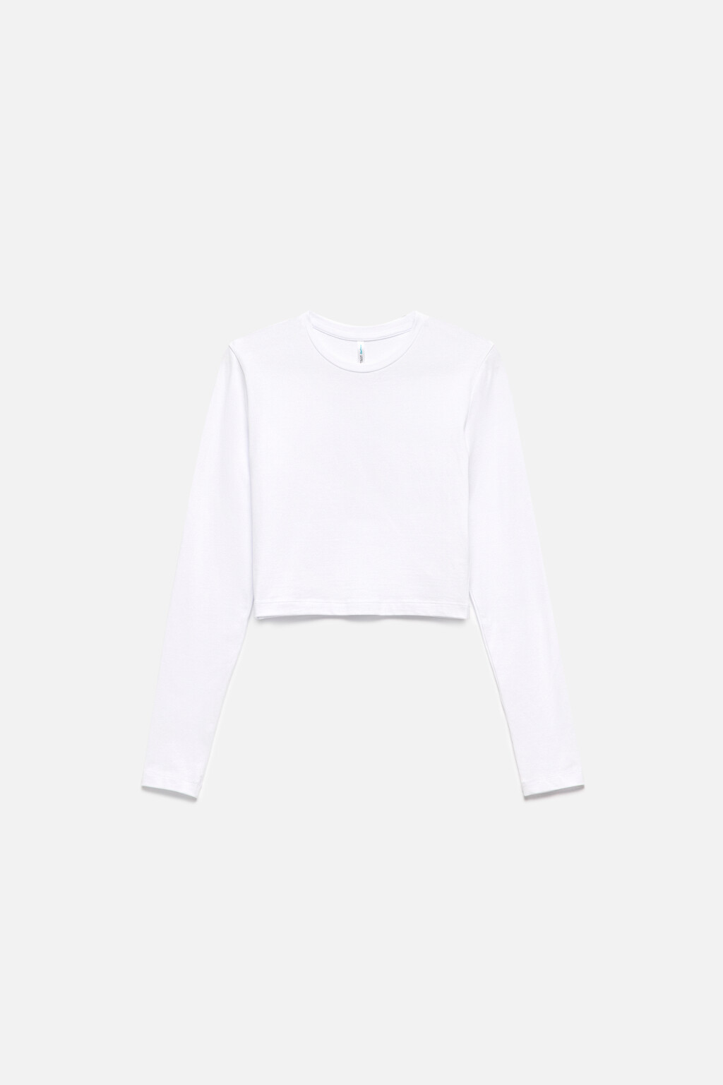Лонгслив хлопковый укороченный с круглым вырезом - цвет белый - 8