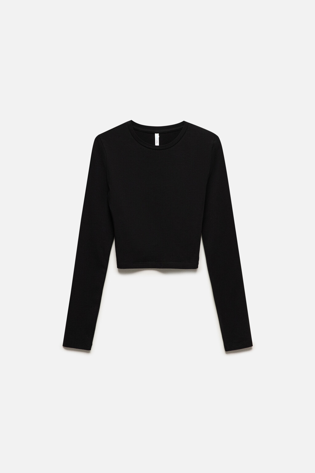 Лонгслив хлопковый укороченный с круглым вырезом - цвет черный - 9