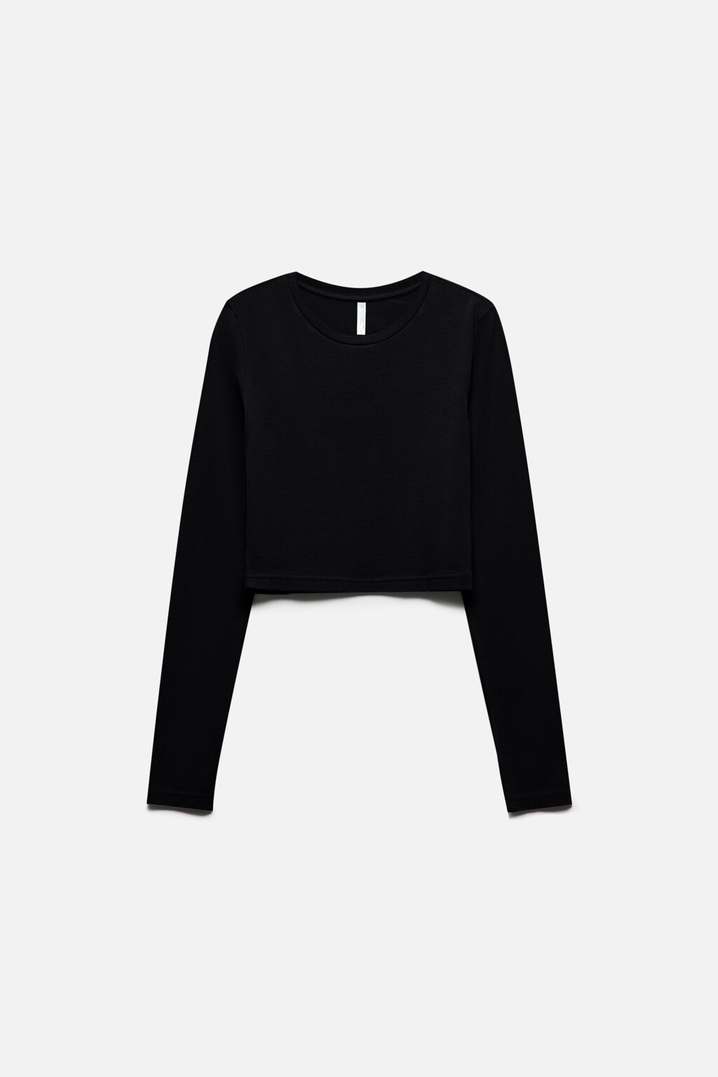 Лонгслив укороченный базовый из хлопка - цвет черный - 8