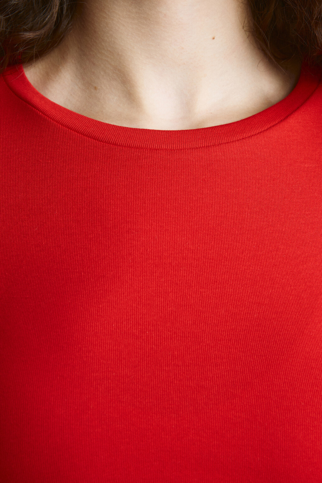 Лонгслив укороченный базовый из хлопка - цвет красный - 5