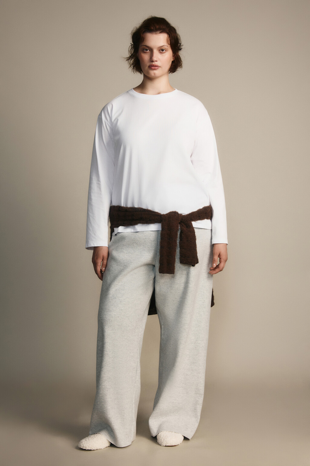 Лонгслив из хлопкового трикотажа - цвет белый - 4