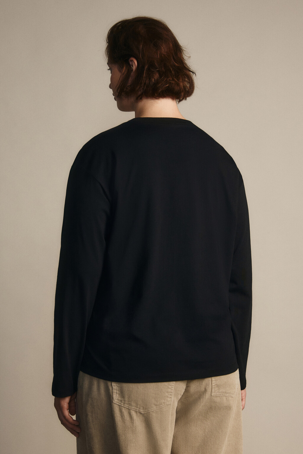 Лонгслив из хлопкового трикотажа - цвет черный - 3