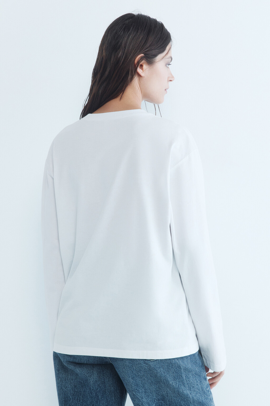 Лонгслив хлопковый в базовых цветах - цвет белый - 4