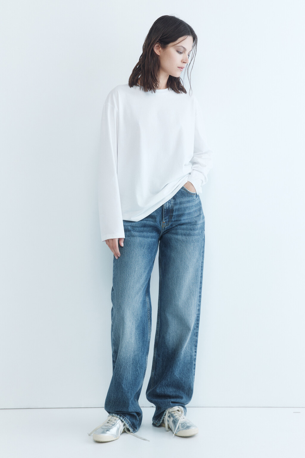 Лонгслив хлопковый в базовых цветах - цвет белый - 5