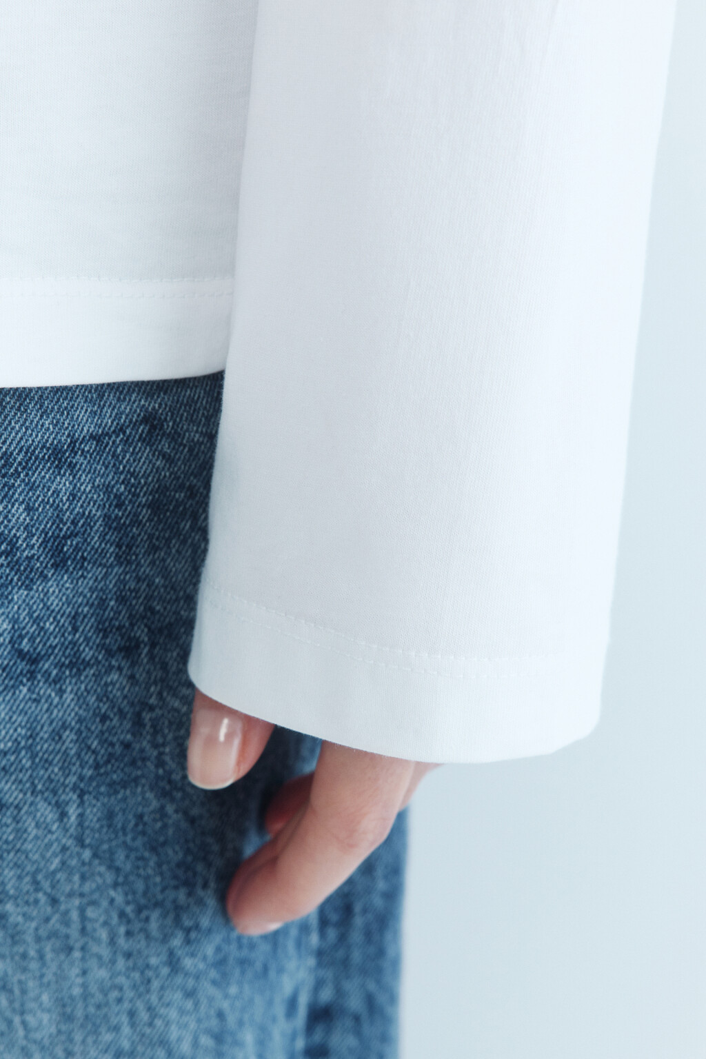 Лонгслив хлопковый в базовых цветах - цвет белый - 6