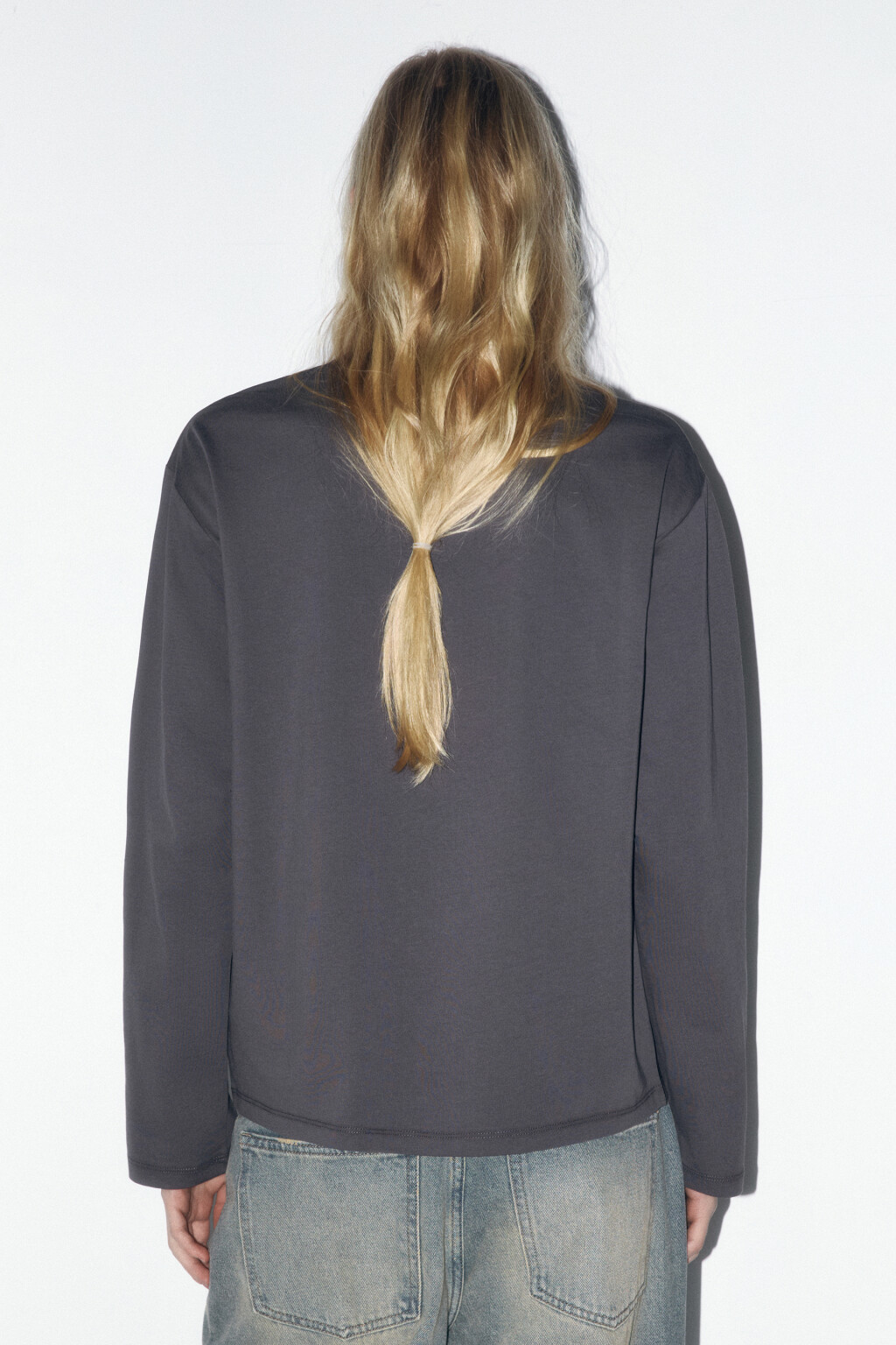 Лонгслив базовый из хлопкового трикотажа - цвет серый - 5