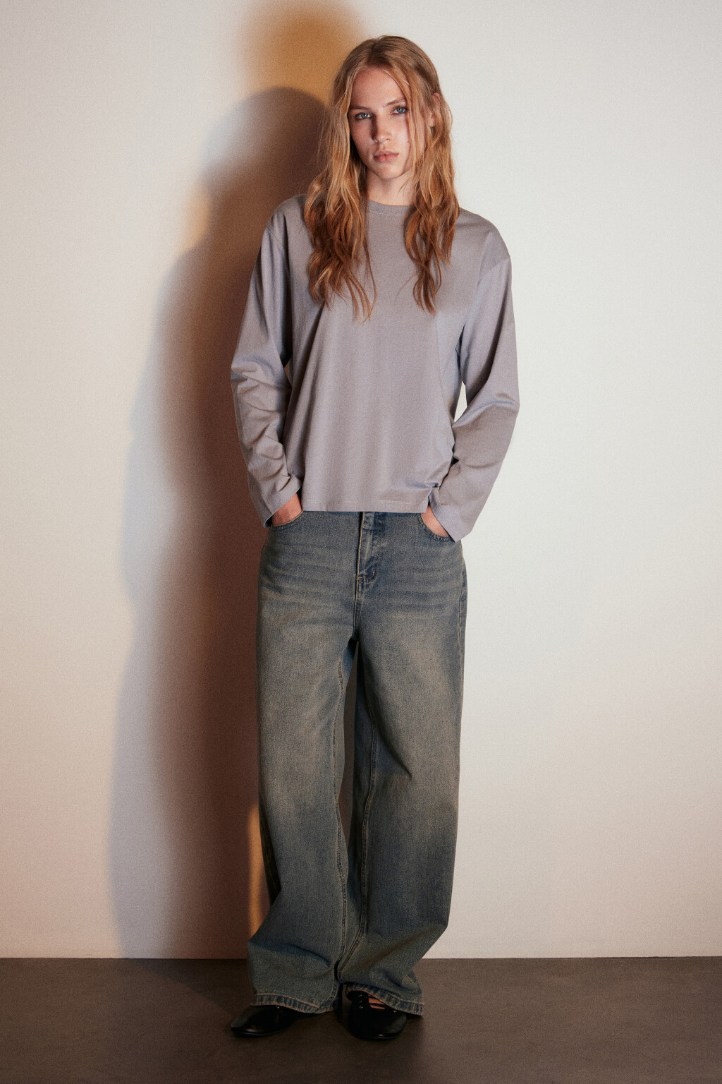 Лонгслив базовый из хлопкового трикотажа - цвет серый - 4